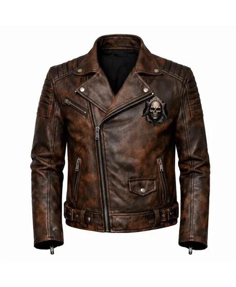 Halloween Skull Back Leather Jacket