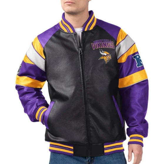 Minnesota Vikings Biker Leather Jacket
