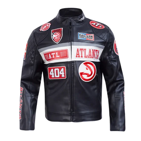 Atlanta Hawks Biker Leather Jacket