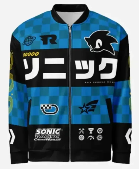Hedgehog Racing Checkered Bomber Jacket