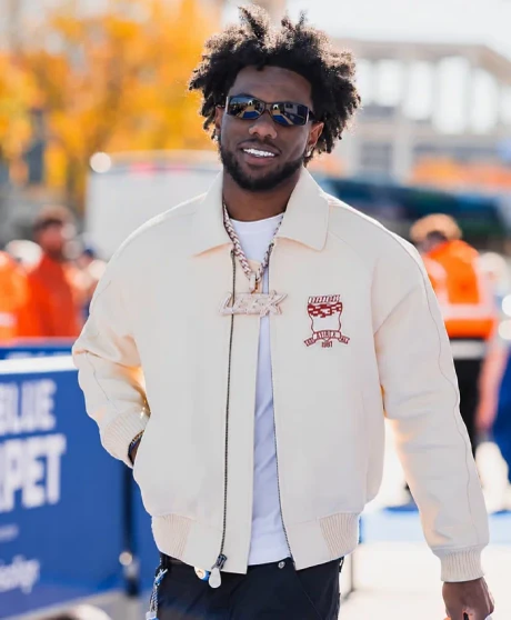 Malik Nabers BRICK AVIREX Leather Jacket