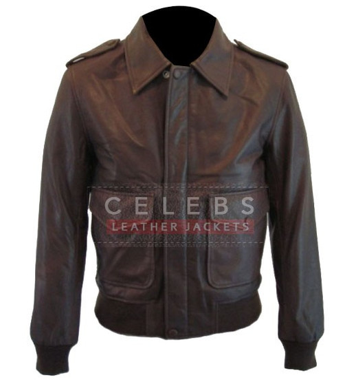 Vintage Classic Bomber Brown Leather Jacket 1