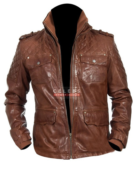 Mens Memphis Brown Biker Leather Jacket 1