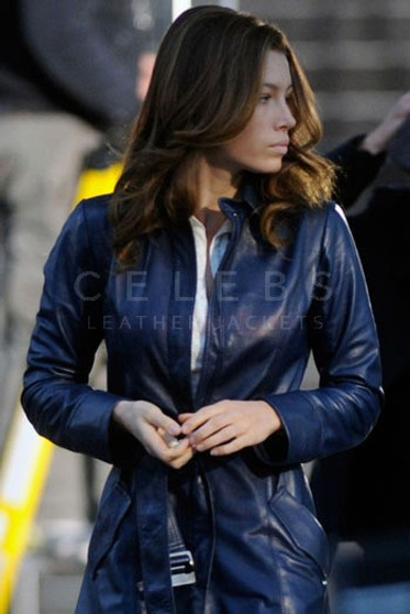The A-Team Jessica Biel Leather Long Coat 1