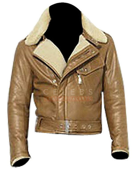 Men's Brown Vintage Fur Collar Leather Jacket 1