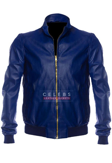 Ryan Reynolds Outfit Blue Leather Jacket 4