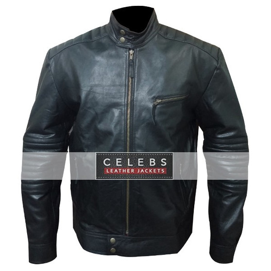 Mens Voltan Black Sheepskin Biker Style Jacket 1