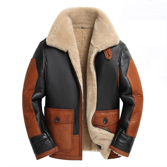 Genuine leather Jacket men sheepskin Winter Jacket 1