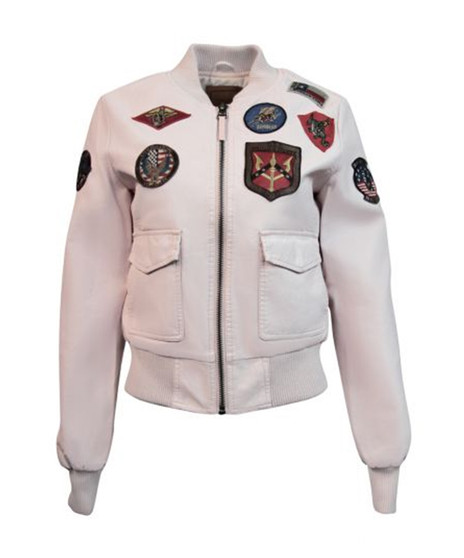 Womens Top Gun Light Pink Vegan Leather Jacket 1