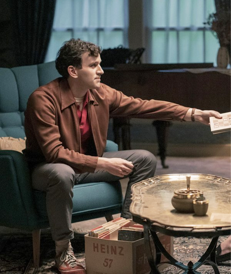 The Queens Gambit Harry Melling Brown Leather Jacket