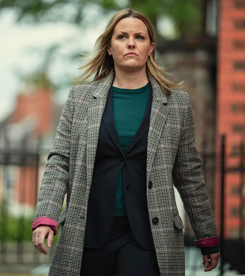 Stay Close TV Series Jo Joyner Checkered Coat 1
