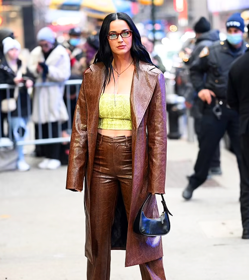 Katy Perry Good Morning America 2022 Leather Coat 1