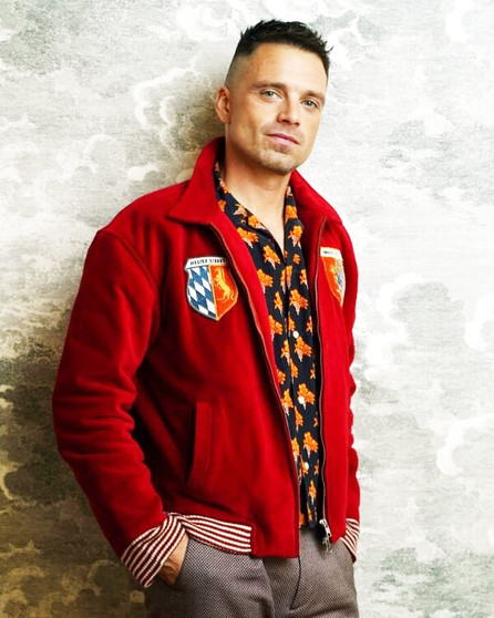 Sebastian Stan Fresh 2022 Red Wool Jacket 1
