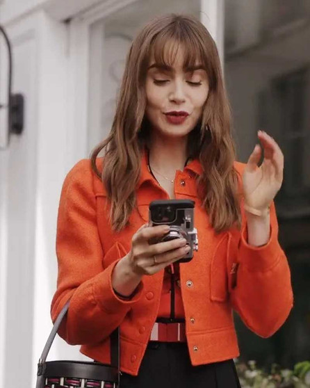Emily In Paris S03 Lily Collins Orange Jacket