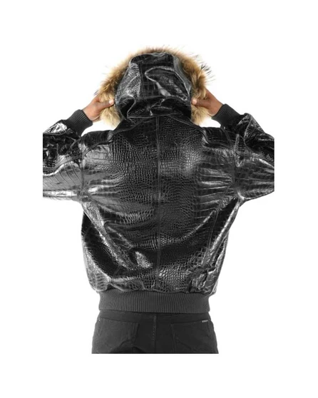 Men Pelle Pelle Nile Fur Black Leather Jacket