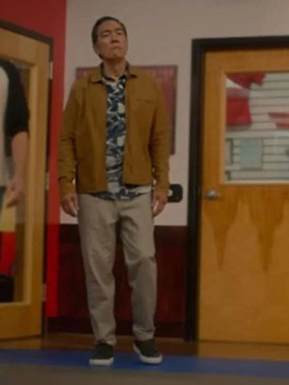 Yuji Okumoto Cobra Kai S05 Brown Jacket