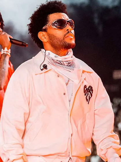 The Weeknd Coachella 2023 White Bomber Jacket