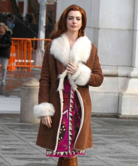 Modern Love Anne Hathaway Shearling Coat