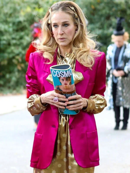 Sarah Jessica Parker And Just Like That S02 Pink Coat