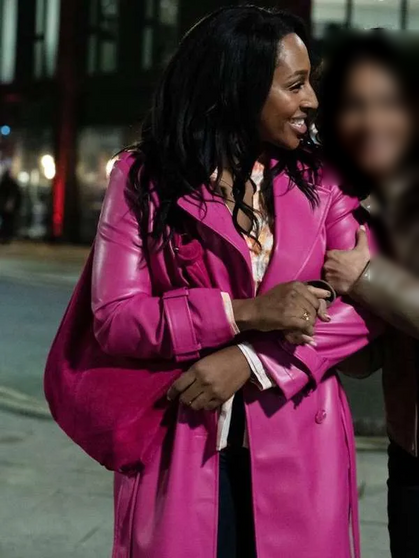 Alexandra Burke Curfew 2024 Leather Coat