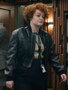Leah Byrne Dept. Q 2025 Rose Black Leather Bomber Jacket