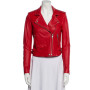 Cleopatra Coleman Clipped V. Stiviano Red Leather Jacket