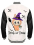 White and Black Labubu Trick or Treat Varsity Jacket
