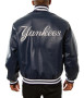 New York Yankees Leather Varsity Navy Blue Bomber Jacket New York Yankees Leather Varsity Navy Blue Bomber Jacket