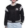 NY Yankees Full-Snap Printed Logo Satin Varsity Jacket