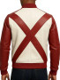 Men’s White and Red Bomber Leather Jacket