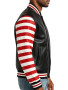 Men’s Christmas Black and Red Striped Leather Varsity Jacket