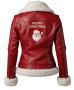 Merry Christmas Red Shearling Womens Leather Jacket