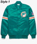 Teal Green Miami Dolphins Bomber Jacket in Green And White Color