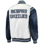 Memphis Grizzlies Renegade White/Navy Varsity Satin Jacket