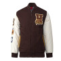 Brown and White Hawthorn Hawks Collegiate Bomber Jacket