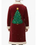 Santa Claus Embroidered Christmas Tree Red Velvet Coat