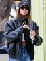 Hailey Bieber Beverly Hills Street Style Oversized Jacket