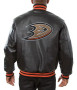 Anaheim Ducks Black Leather Jacket