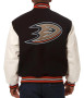 Anaheim Ducks Black And White Varsity Bomber Jacket