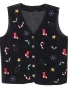 Embroidered Christmas Velvet Vest