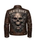 Halloween Skull Back Brown Biker Jacket