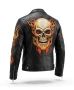 Halloween Flame Skull Black Leather Jacket