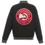 Atlanta Hawks Black Poly Twill Black Varsity Jacket