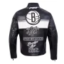 Brooklyn Nets Biker Full Zip Leather Jacket