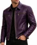 Men’s Purple Padded Leather Jacket