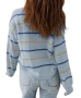 Sidefeel Striped light Blue Knitted Cardigan for women