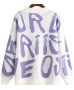 White With Purple Graphic Letters Print Pattern Knitted Cardigan for women