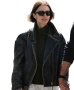London City 2026 Lily Collins Distressed Leather Jacket