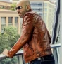 Mens Stylish Brown Motorcycle Leather Jacket For Sale With Free Shipping