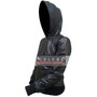Ladies Black Bomber Hooded Leather Jacket 2